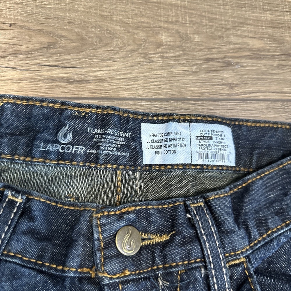 2 Lot Lapco FR Men Jeans 31x36 Blue Denim Straight Leg Flame Resistant 2112 CAT2 - Picture 5 of 8